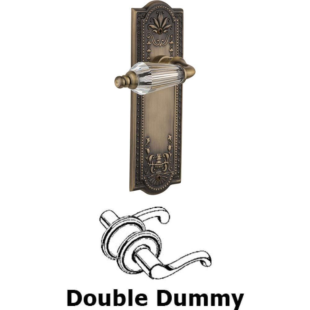 Nostalgic Warehouse Double Dummy Set Without Keyhole - Meadows Plate with Parlour Crystal Lever in Antique Brass