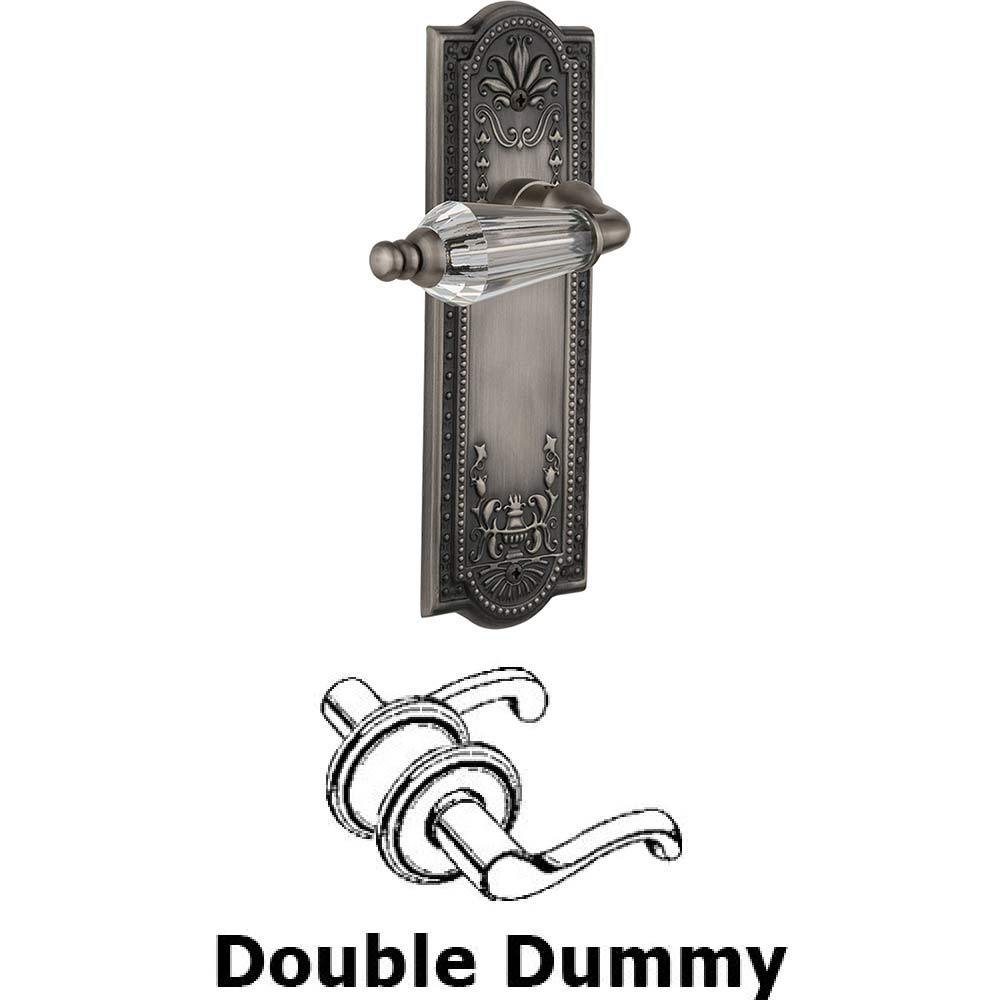 Nostalgic Warehouse Double Dummy Set Without Keyhole - Meadows Plate with Parlour Crystal Lever in Antique Pewter