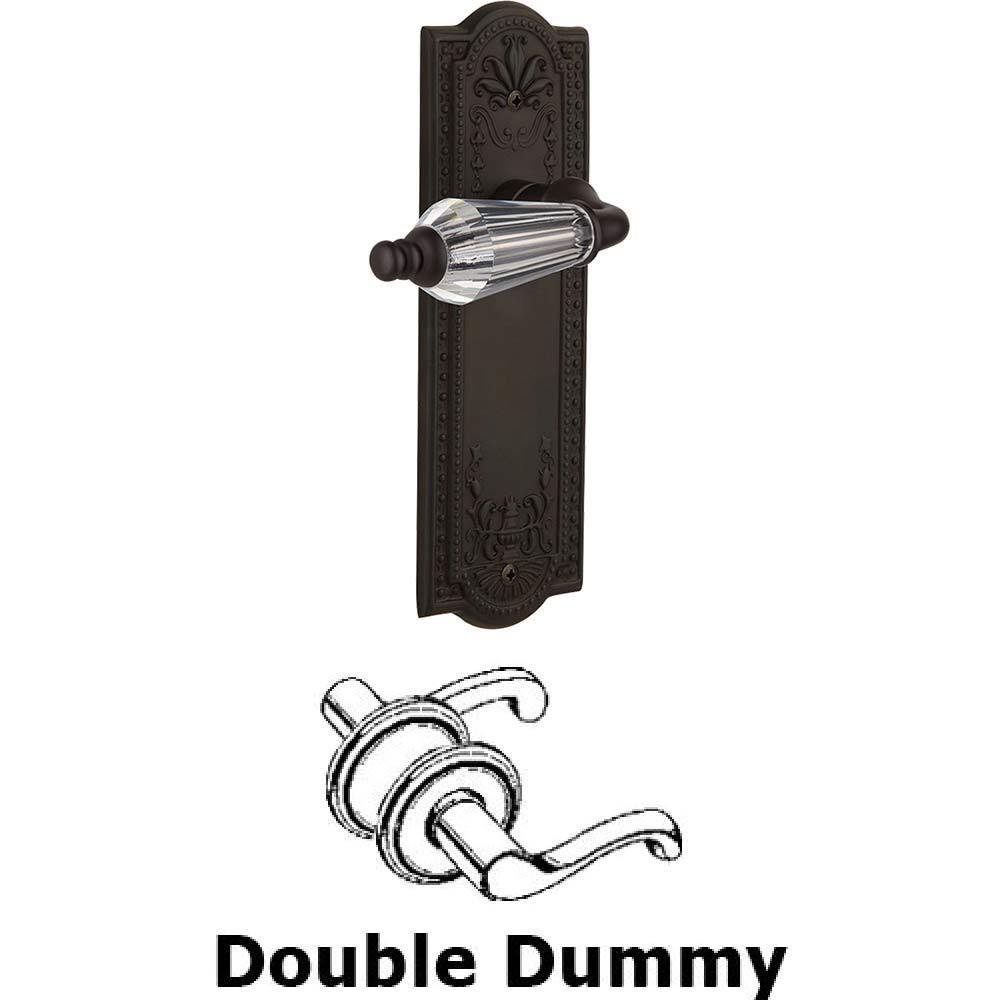 Nostalgic Warehouse Double Dummy Set Without Keyhole - Meadows Plate with Parlour Crystal Lever in Oil Rubbed Bronze