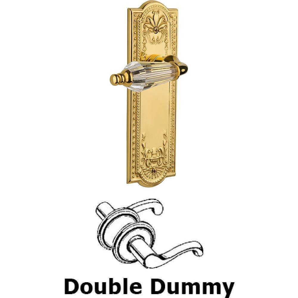 Nostalgic Warehouse Double Dummy Set Without Keyhole - Meadows Plate with Parlour Crystal Lever in Polished Brass