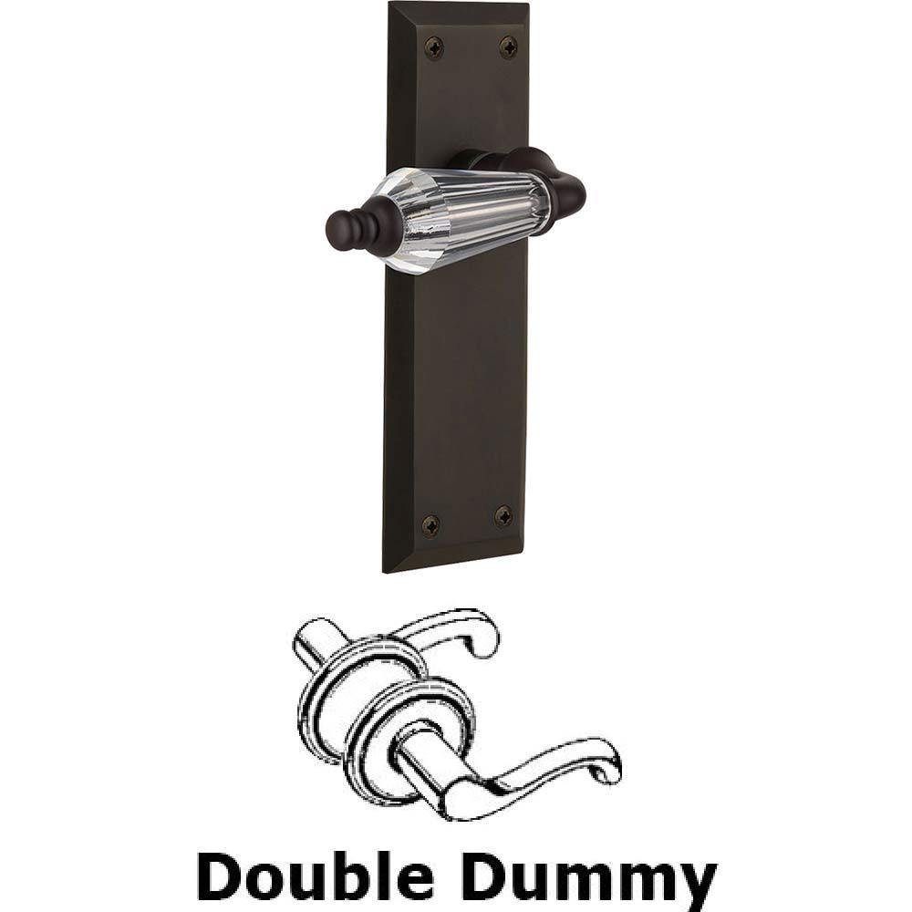 Nostalgic Warehouse Double Dummy Set Without Keyhole - New York Plate with Parlour Crystal Lever in Oil Rubbed Bronze