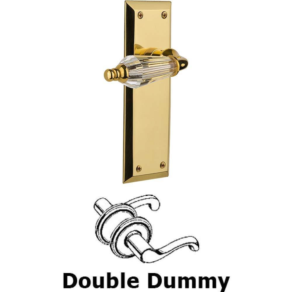Nostalgic Warehouse Double Dummy Set Without Keyhole - New York Plate with Parlour Crystal Lever in Polished Brass