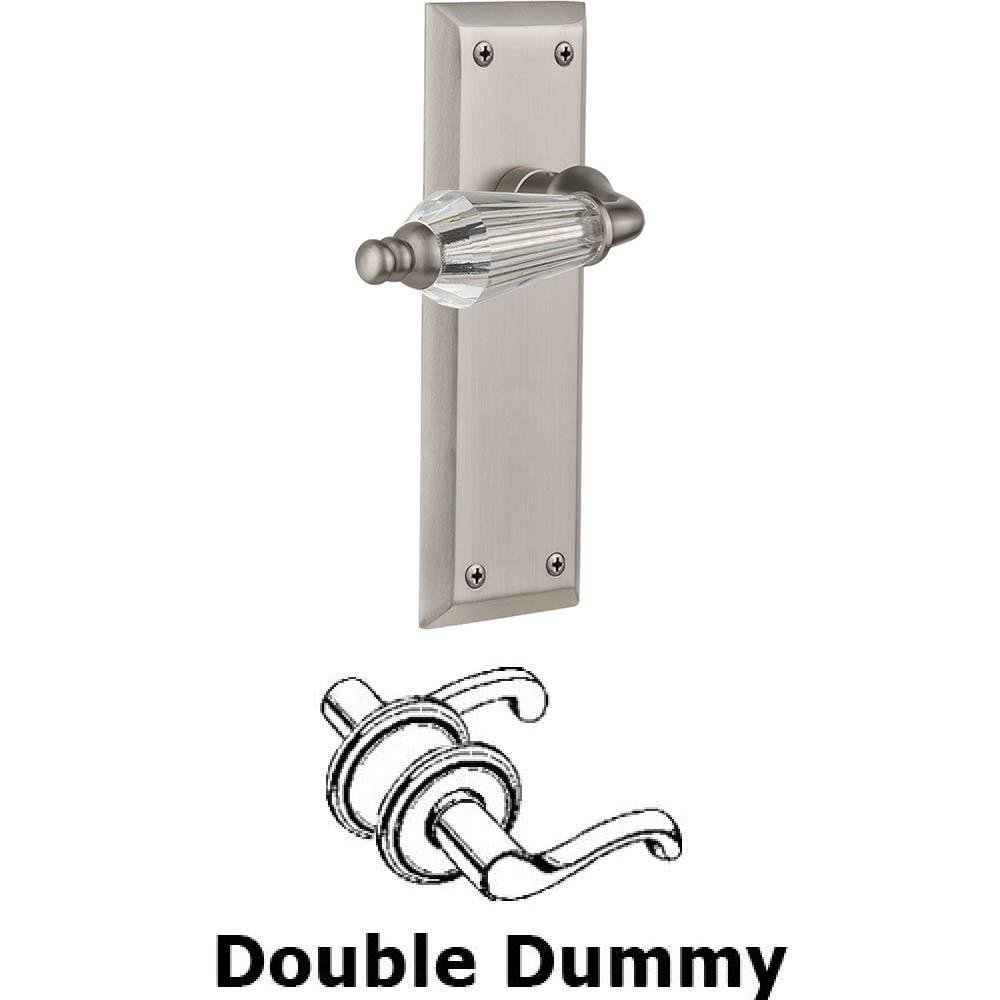 Nostalgic Warehouse Double Dummy Set Without Keyhole - New York Plate with Parlour Crystal Lever in Satin Nickel