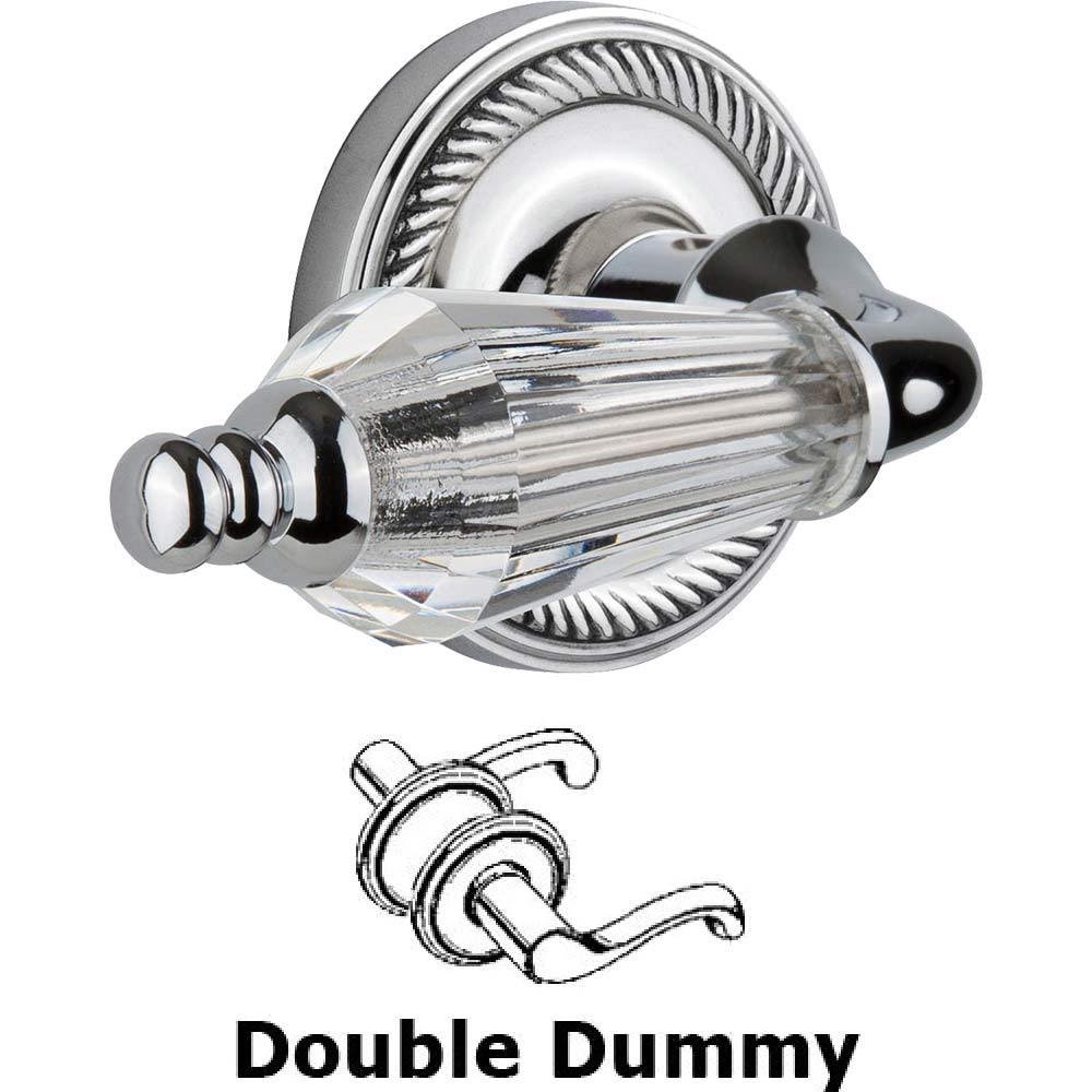 Nostalgic Warehouse Double Dummy Set Without Keyhole - Rope Rosette with Parlour Crystal Lever in Bright Chrome
