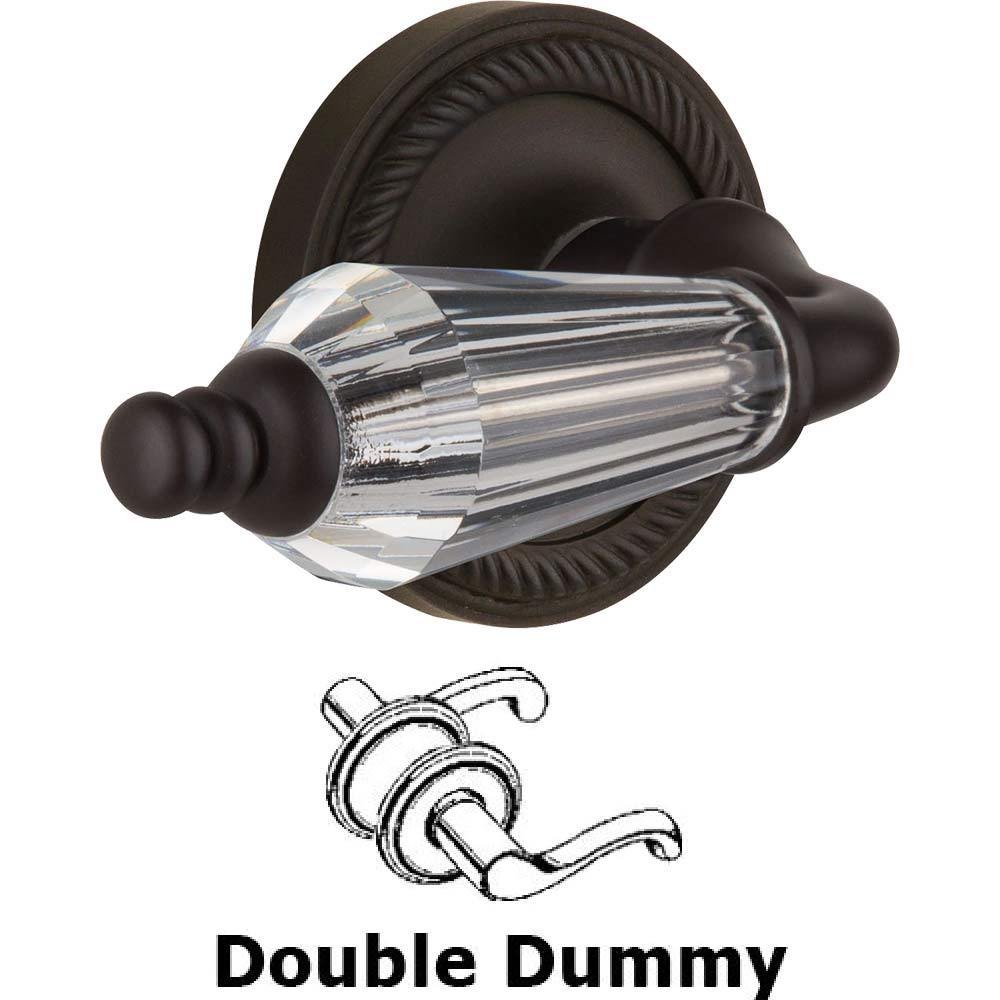 Nostalgic Warehouse Double Dummy Set Without Keyhole - Rope Rosette with Parlour Crystal Lever in Oil Rubbed Bronze