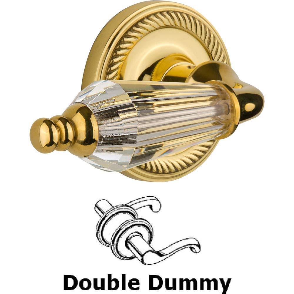 Nostalgic Warehouse Double Dummy Set Without Keyhole - Rope Rosette with Parlour Crystal Lever in Polished Brass