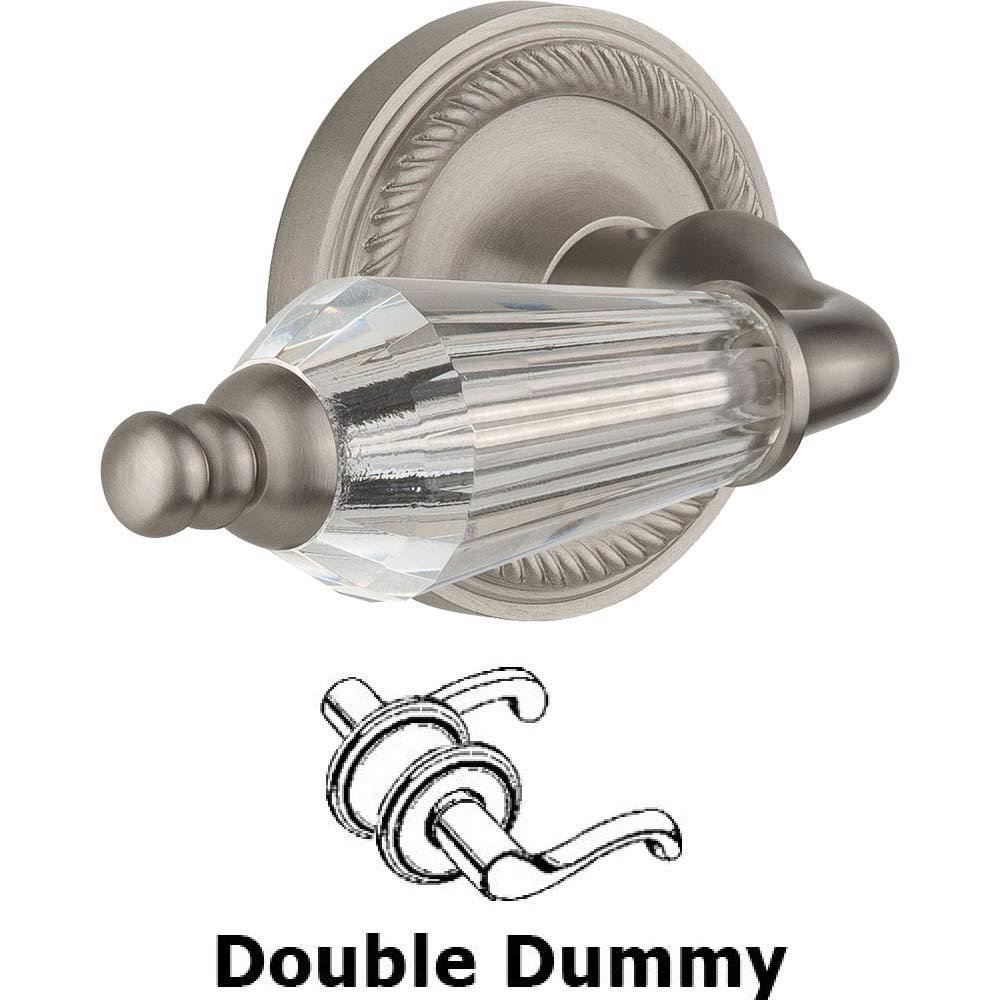 Nostalgic Warehouse Double Dummy Set Without Keyhole - Rope Rosette with Parlour Crystal Lever in Satin Nickel