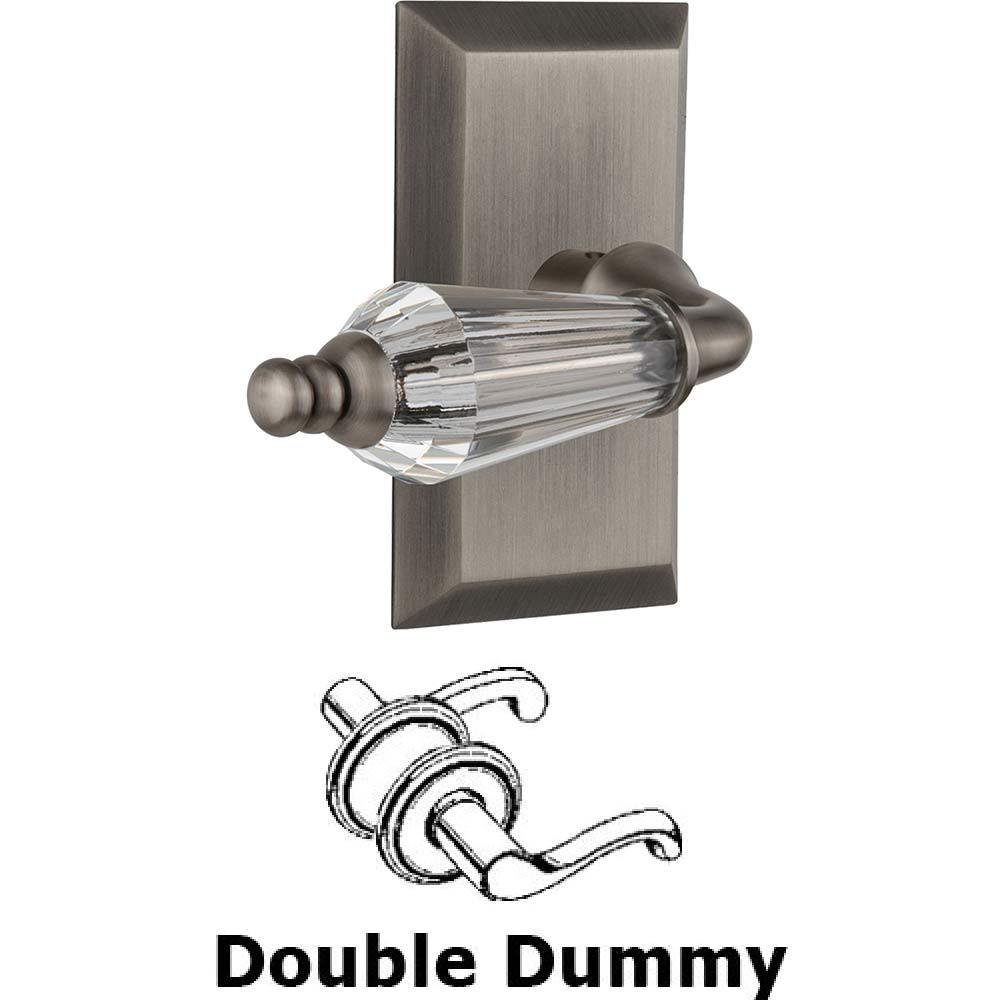 Nostalgic Warehouse Double Dummy Set Without Keyhole - Studio Plate with Parlour Crystal Lever in Antique Pewter