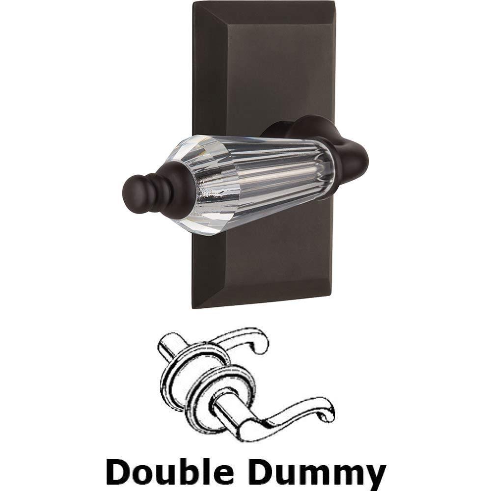 Nostalgic Warehouse Double Dummy Set Without Keyhole - Studio Plate with Parlour Crystal Lever in Oil Rubbed Bronze