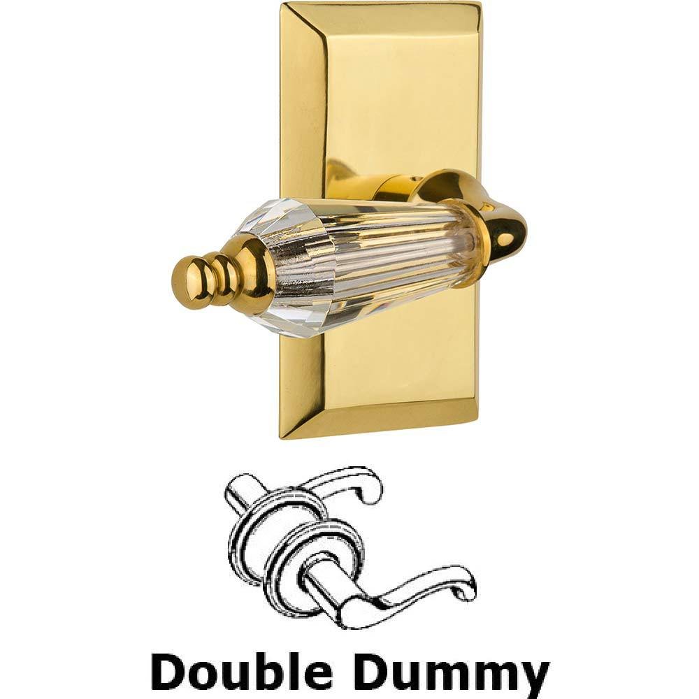 Nostalgic Warehouse Double Dummy Set Without Keyhole - Studio Plate with Parlour Crystal Lever in Polished Brass