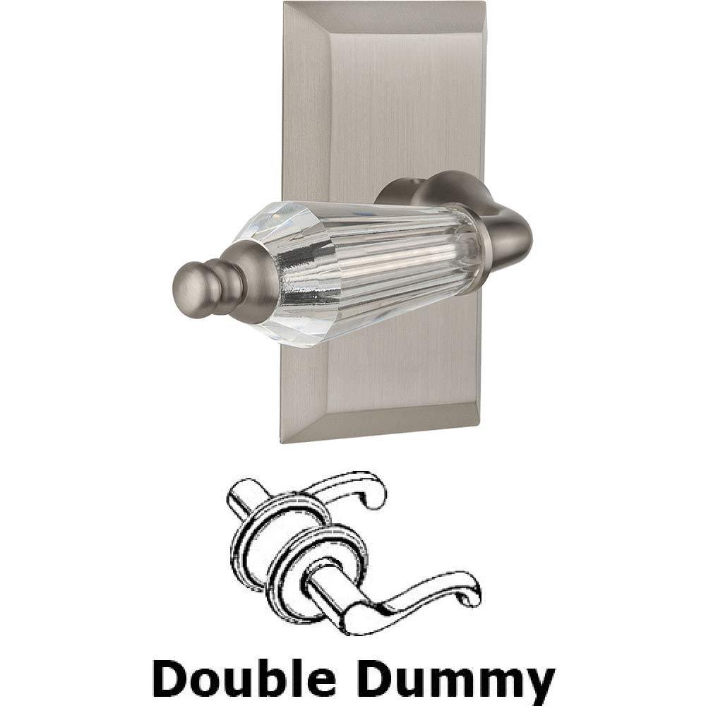 Nostalgic Warehouse Double Dummy Set Without Keyhole - Studio Plate with Parlour Crystal Lever in Satin Nickel
