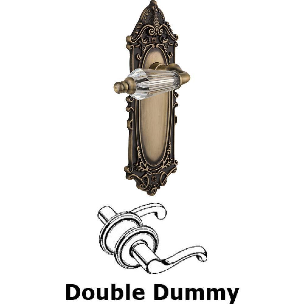 Nostalgic Warehouse Double Dummy Set Without Keyhole - Victorian Plate with Parlour Crystal Lever in Antique Brass