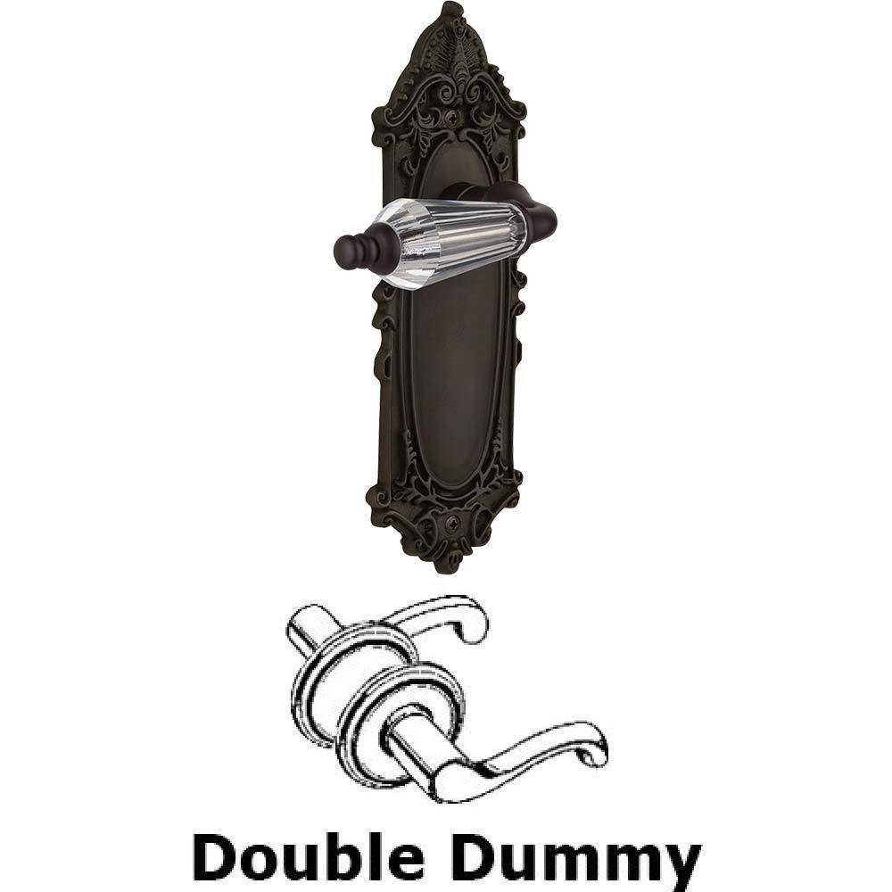 Nostalgic Warehouse Double Dummy Set Without Keyhole - Victorian Plate with Parlour Crystal Lever in Oil Rubbed Bronze