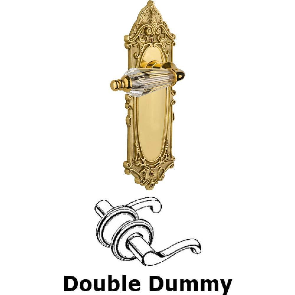 Nostalgic Warehouse Double Dummy Set Without Keyhole - Victorian Plate with Parlour Crystal Lever in Polished Brass