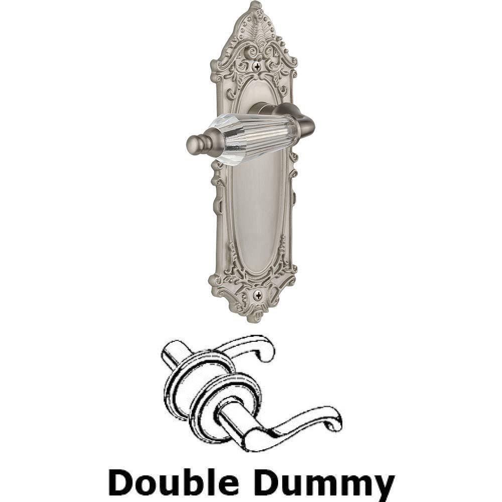 Nostalgic Warehouse Double Dummy Set Without Keyhole - Victorian Plate with Parlour Crystal Lever in Satin Nickel