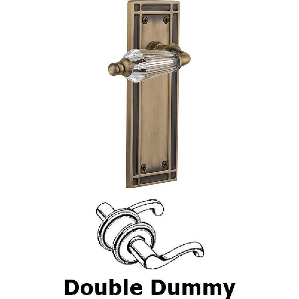 Nostalgic Warehouse Double Dummy Set Without Keyhole - Mission Plate with Parlour Crystal Lever in Antique Brass