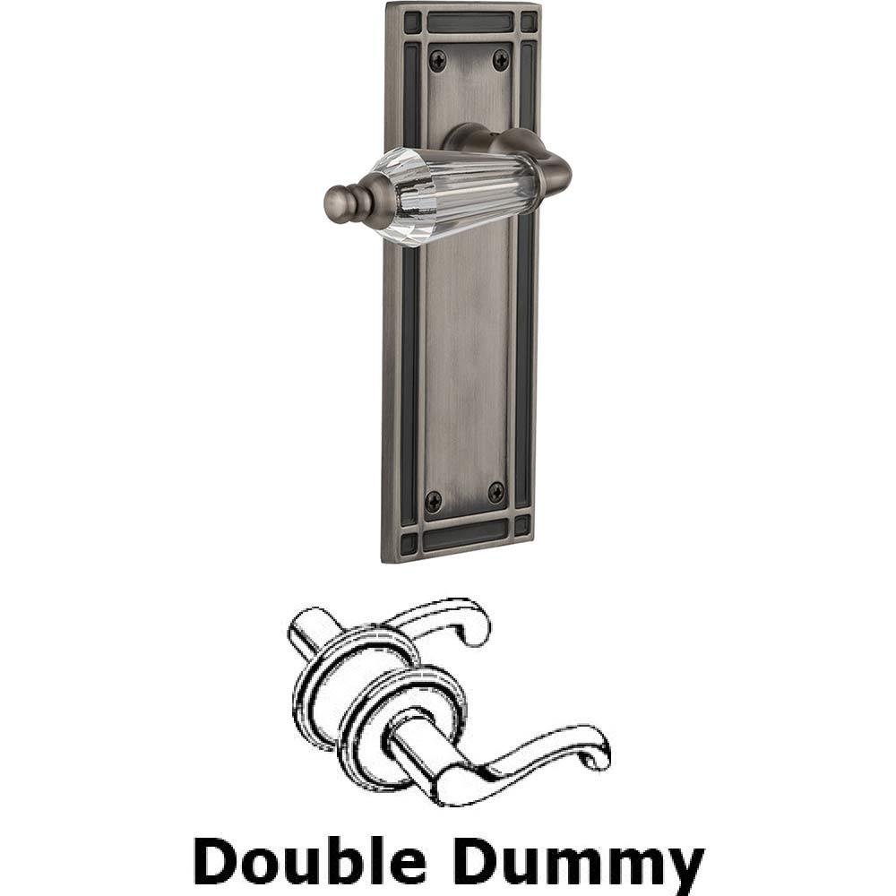 Nostalgic Warehouse Double Dummy Set Without Keyhole - Mission Plate with Parlour Crystal Lever in Antique Pewter