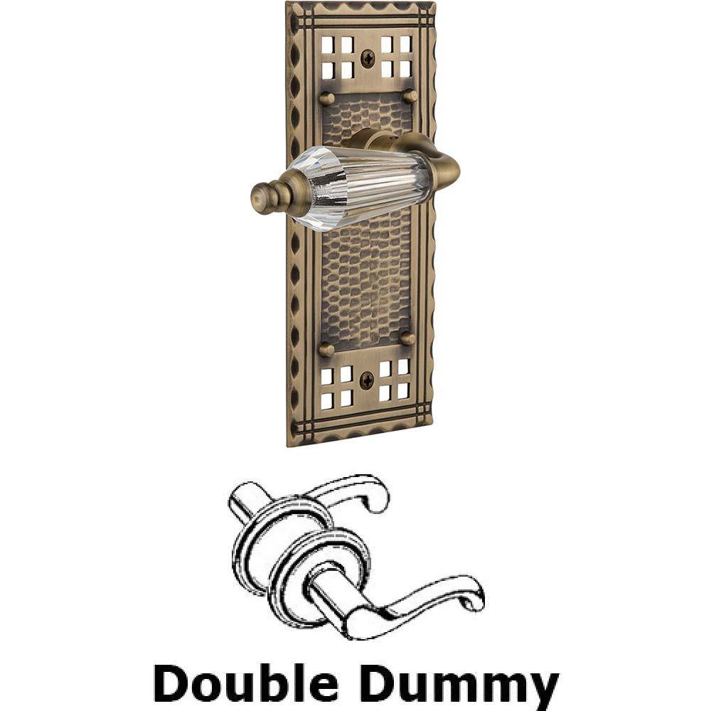 Nostalgic Warehouse Double Dummy Set Without Keyhole - Craftsman Plate with Parlour Crystal Lever in Antique Brass