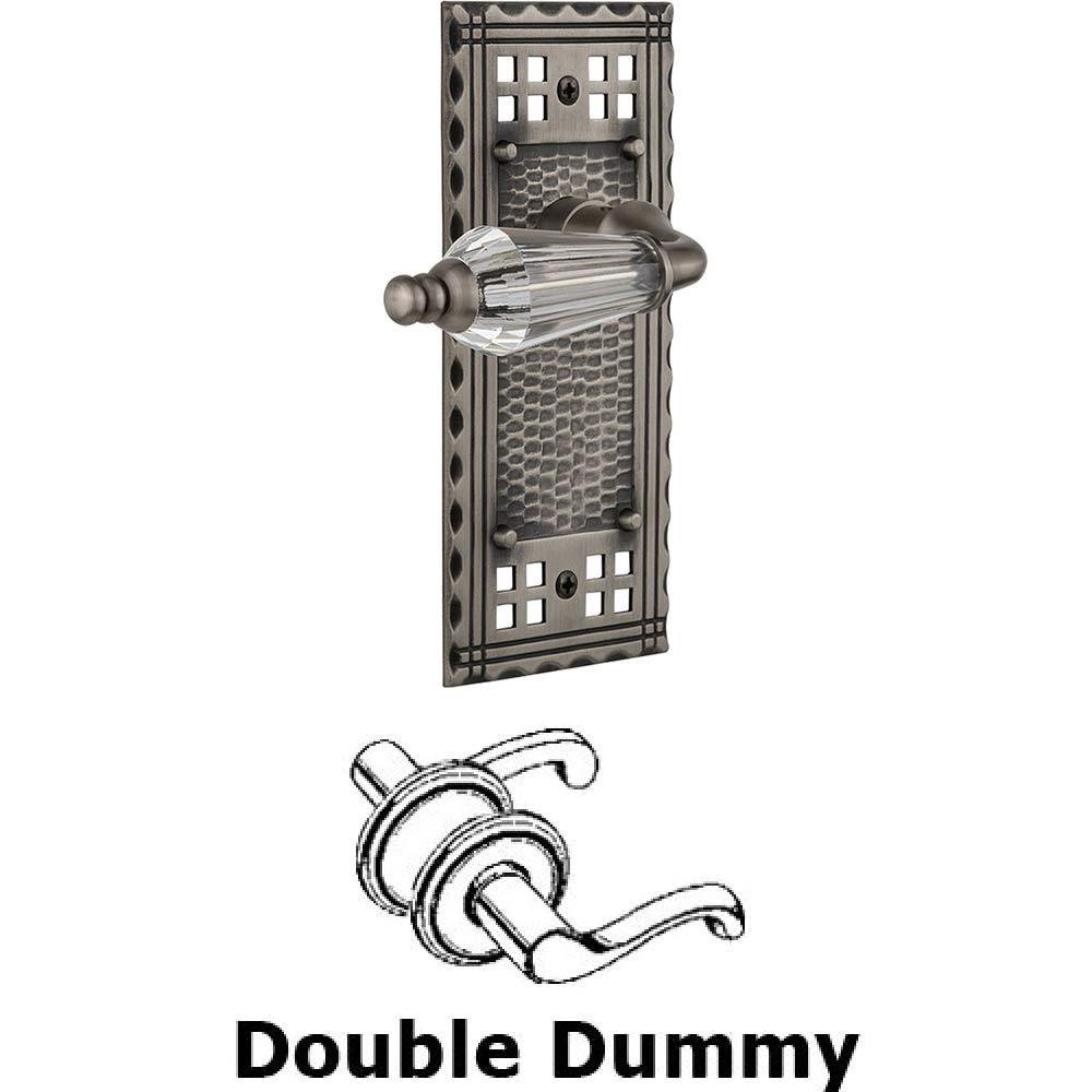 Nostalgic Warehouse Double Dummy Set Without Keyhole - Craftsman Plate with Parlour Crystal Lever in Antique Pewter