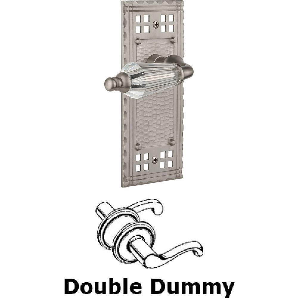 Nostalgic Warehouse Double Dummy Set Without Keyhole - Craftsman Plate with Parlour Crystal Lever in Satin Nickel