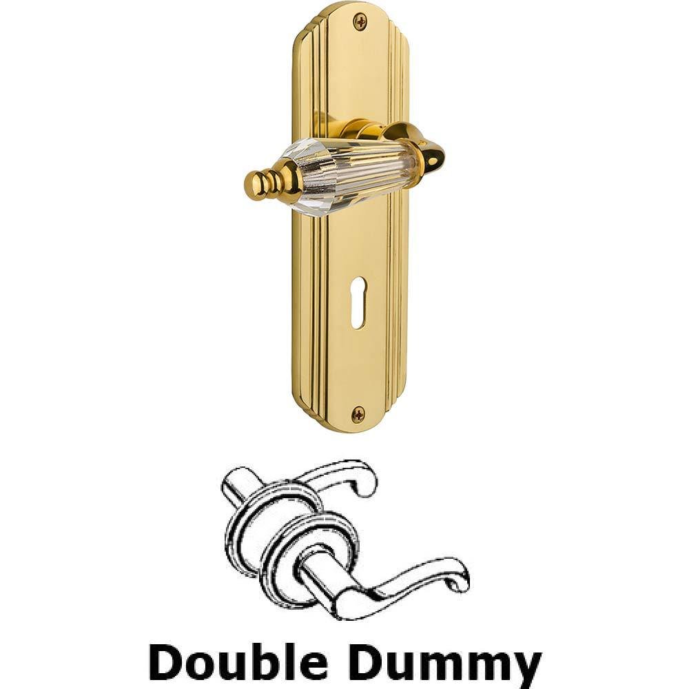 Nostalgic Warehouse Double Dummy Set With Keyhole - Deco Plate with Parlour Crystal Lever in Polished Brass