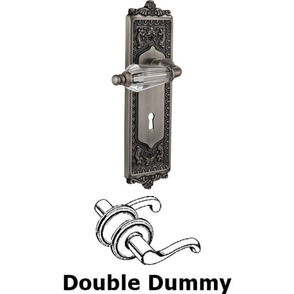 Nostalgic Warehouse Double Dummy Set With Keyhole - Egg & Dart Plate with Parlour Crystal Lever in Antique Pewter