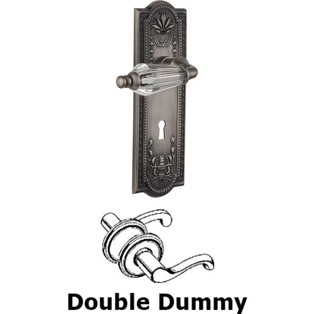 Nostalgic Warehouse Double Dummy Set With Keyhole - Meadows Plate with Parlour Crystal Lever in Antique Pewter