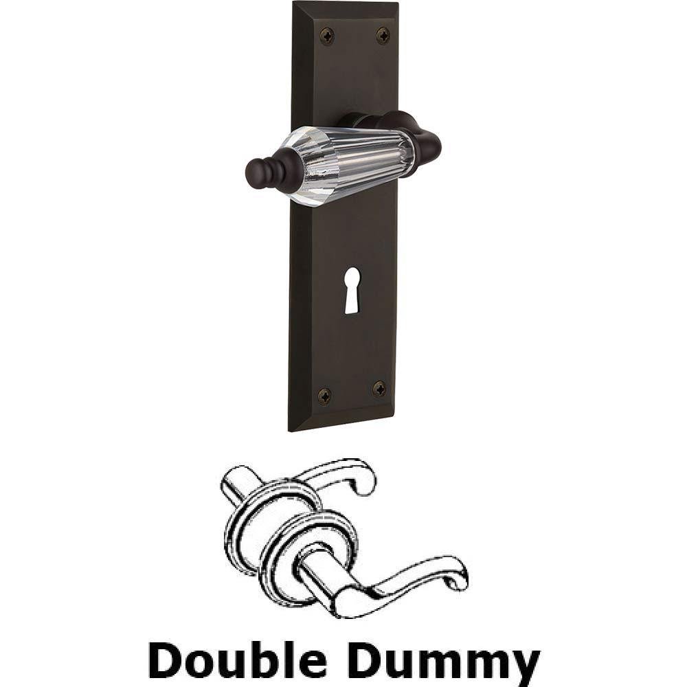 Nostalgic Warehouse Double Dummy Set With Keyhole - New York Plate with Parlour Crystal Lever in Oil Rubbed Bronze
