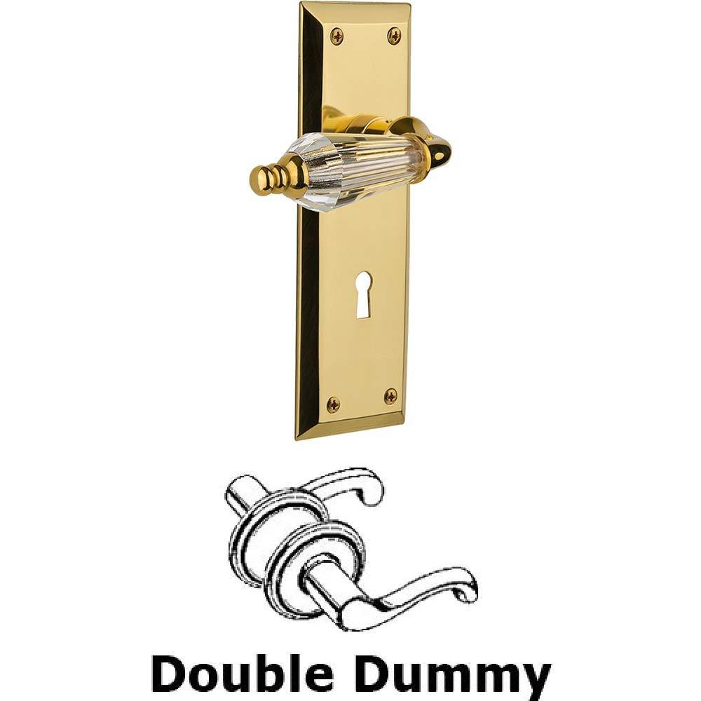 Nostalgic Warehouse Double Dummy Set With Keyhole - New York Plate with Parlour Crystal Lever in Polished Brass