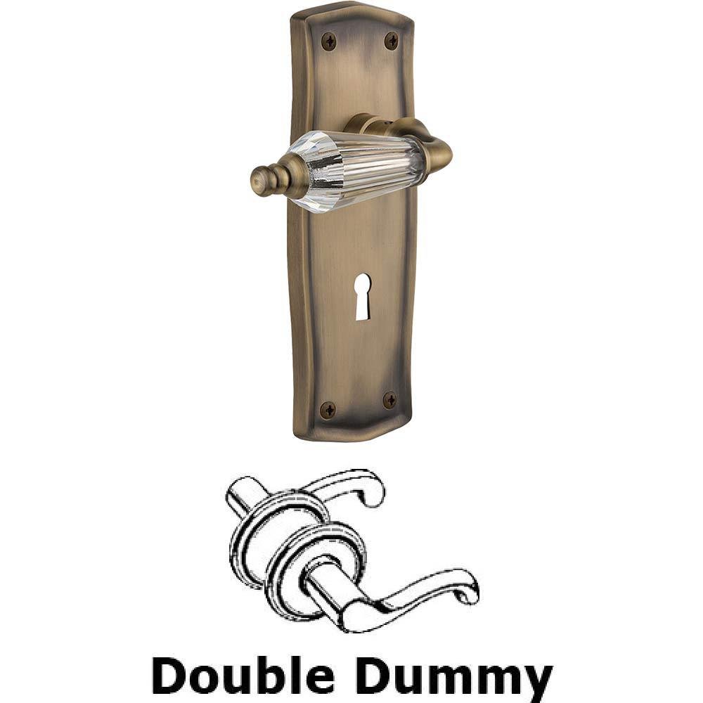 Nostalgic Warehouse Double Dummy Set With Keyhole - Prairie Plate with Parlour Crystal Lever in Antique Brass