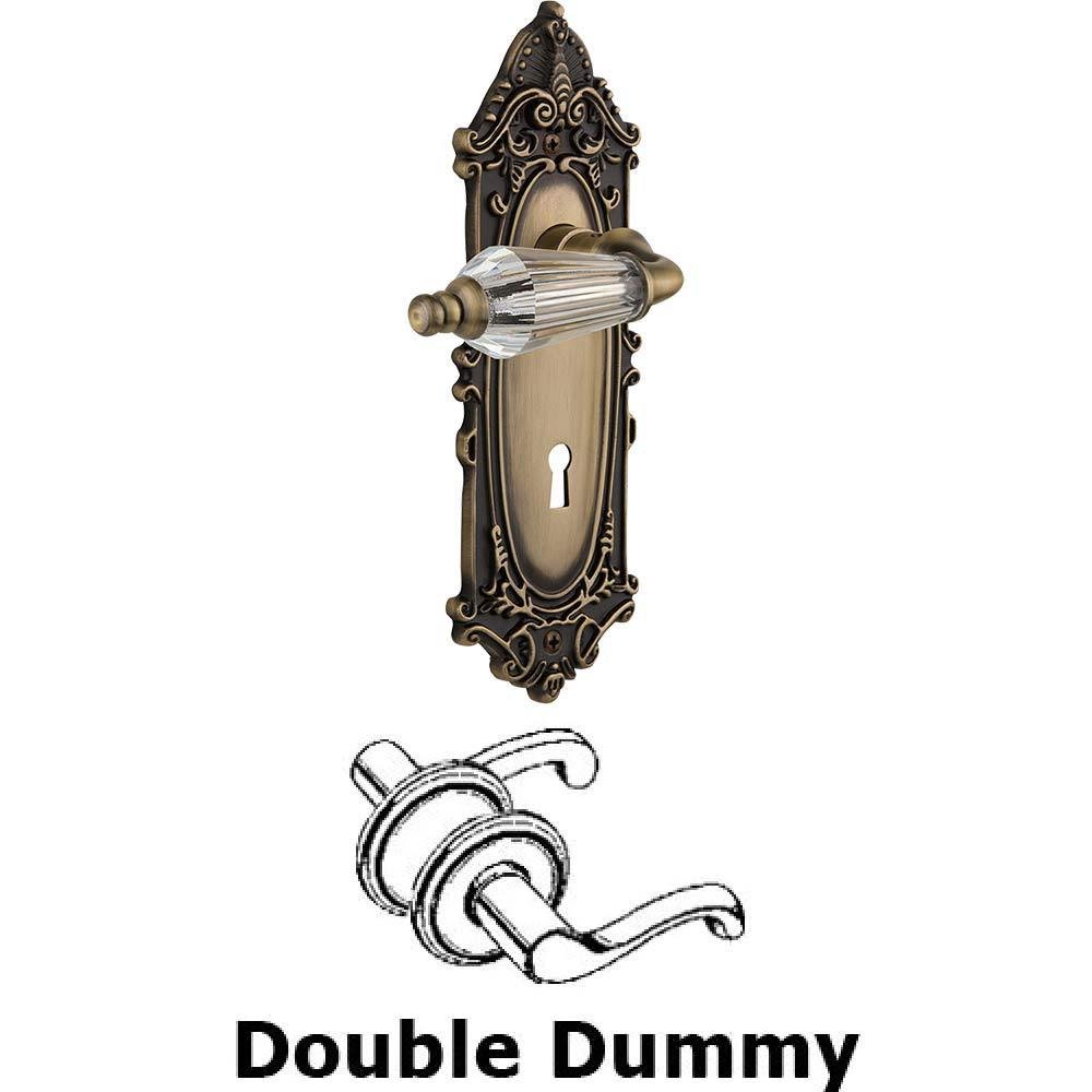 Nostalgic Warehouse Double Dummy Set With Keyhole - Victorian Plate with Parlour Crystal Lever in Antique Brass