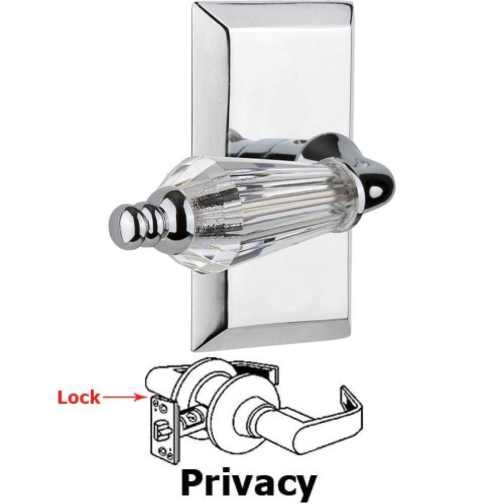 Nostalgic Warehouse Complete Privacy Set Without Keyhole - Studio Plate with Parlour Crystal Lever in Bright Chrome