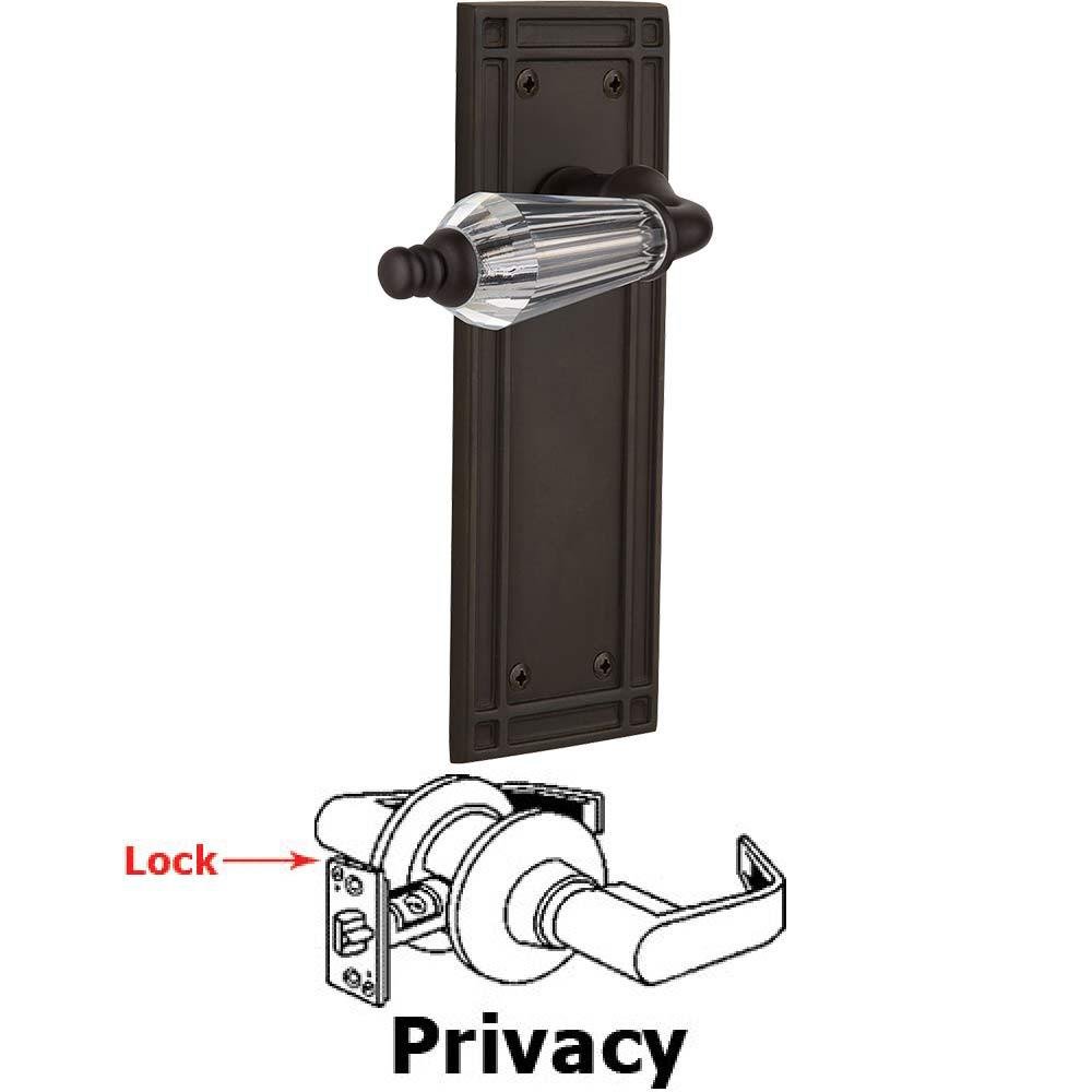 Nostalgic Warehouse Complete Privacy Set Without Keyhole - Mission Plate with Parlor Crystal Lever in Oil Rubbed Bronze