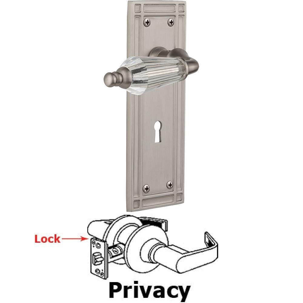 Nostalgic Warehouse Complete Privacy Set With Keyhole - Mission Plate with Parlor Crystal Lever in Satin Nickel
