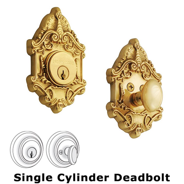 Victorian Collection Single Deadbolt in Unlacquered Brass by Nostalgic  Warehouse 719111 MyKnobs