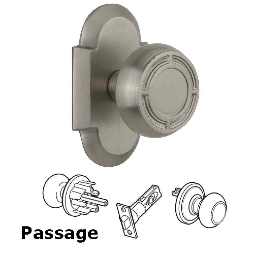 Nostalgic Warehouse Passage Cottage Plate with Mission Knob in Satin Nickel