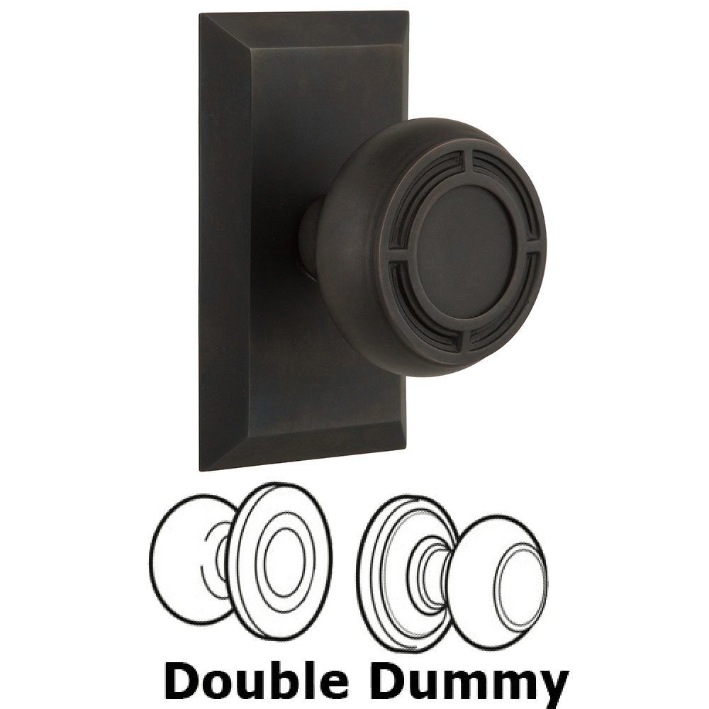 Nostalgic Warehouse Double Dummy Studio Plate with Mission Knob in Oil Rubbed Bronze