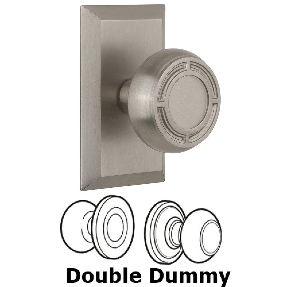 Nostalgic Warehouse Double Dummy Studio Plate with Mission Knob in Satin Nickel