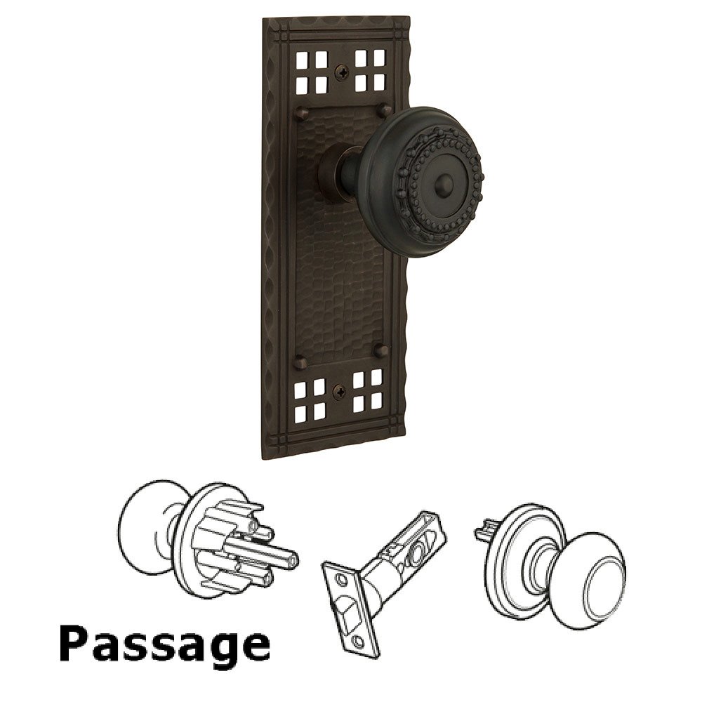 Nostalgic Warehouse Passage Craftsman Plate with Meadows Knob in Oil Rubbed Bronze