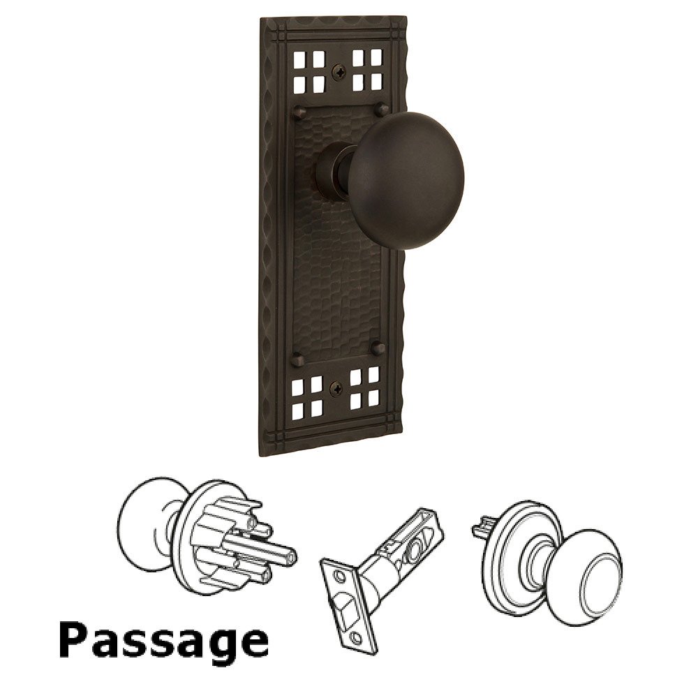 Nostalgic Warehouse Passage Craftsman Plate with New York Knob in Oil Rubbed Bronze