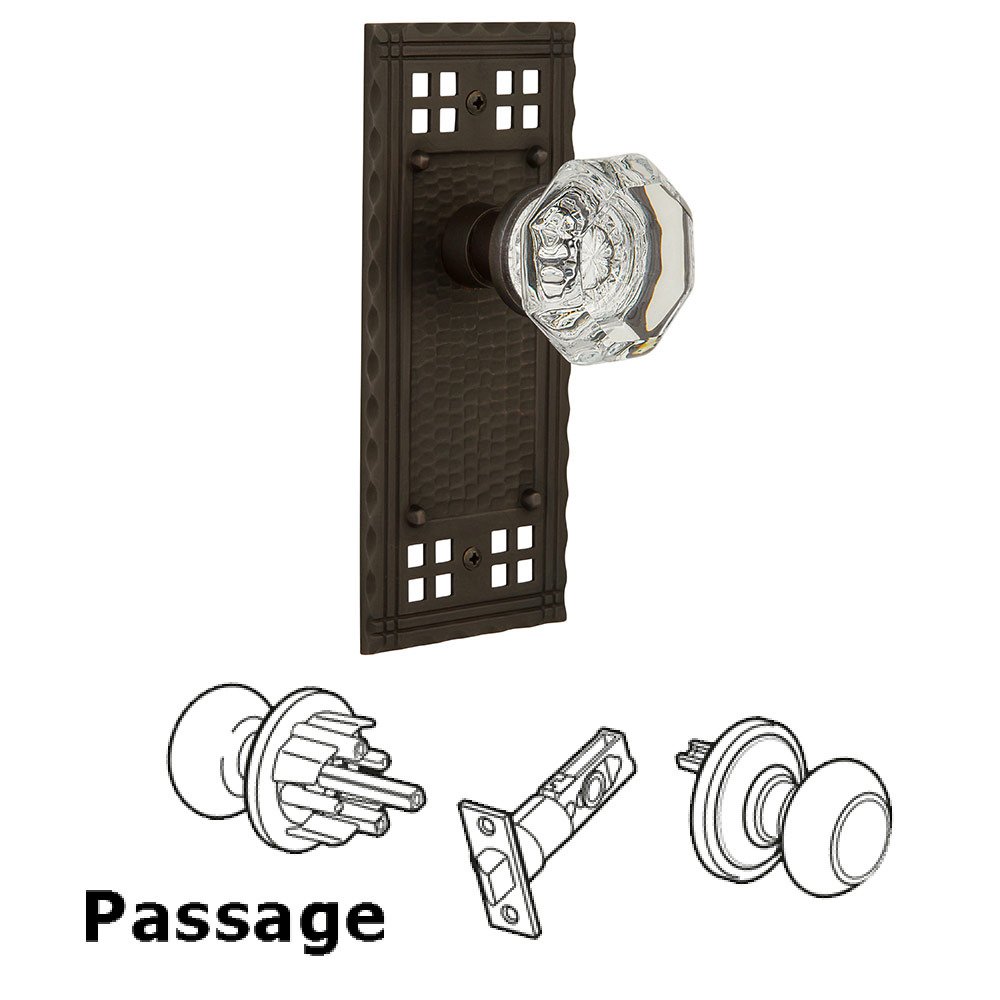 Nostalgic Warehouse Passage Craftsman Plate with Waldorf Knob in Oil Rubbed Bronze
