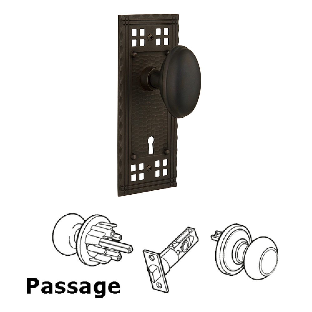 Nostalgic Warehouse Passage Craftsman Plate with Keyhole and Homestead Door Knob in Oil-Rubbed Bronze