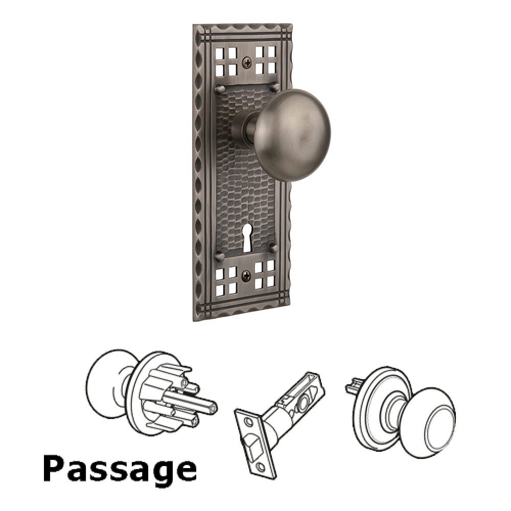 Nostalgic Warehouse Passage Craftsman Plate with New York Knob and Keyhole in Antique Pewter