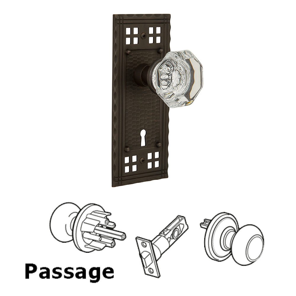 Nostalgic Warehouse Passage Craftsman Plate with Waldorf Knob and Keyhole in Oil Rubbed Bronze