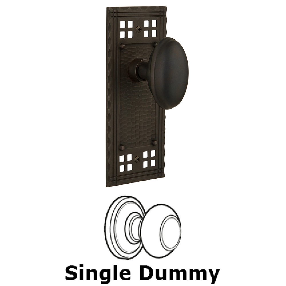 Nostalgic Warehouse Single Dummy Craftsman Plate with Homestead Knob in Oil Rubbed Bronze