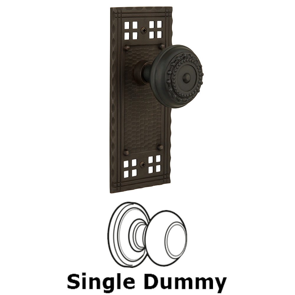 Nostalgic Warehouse Single Dummy Craftsman Plate with Meadows Knob in Oil Rubbed Bronze