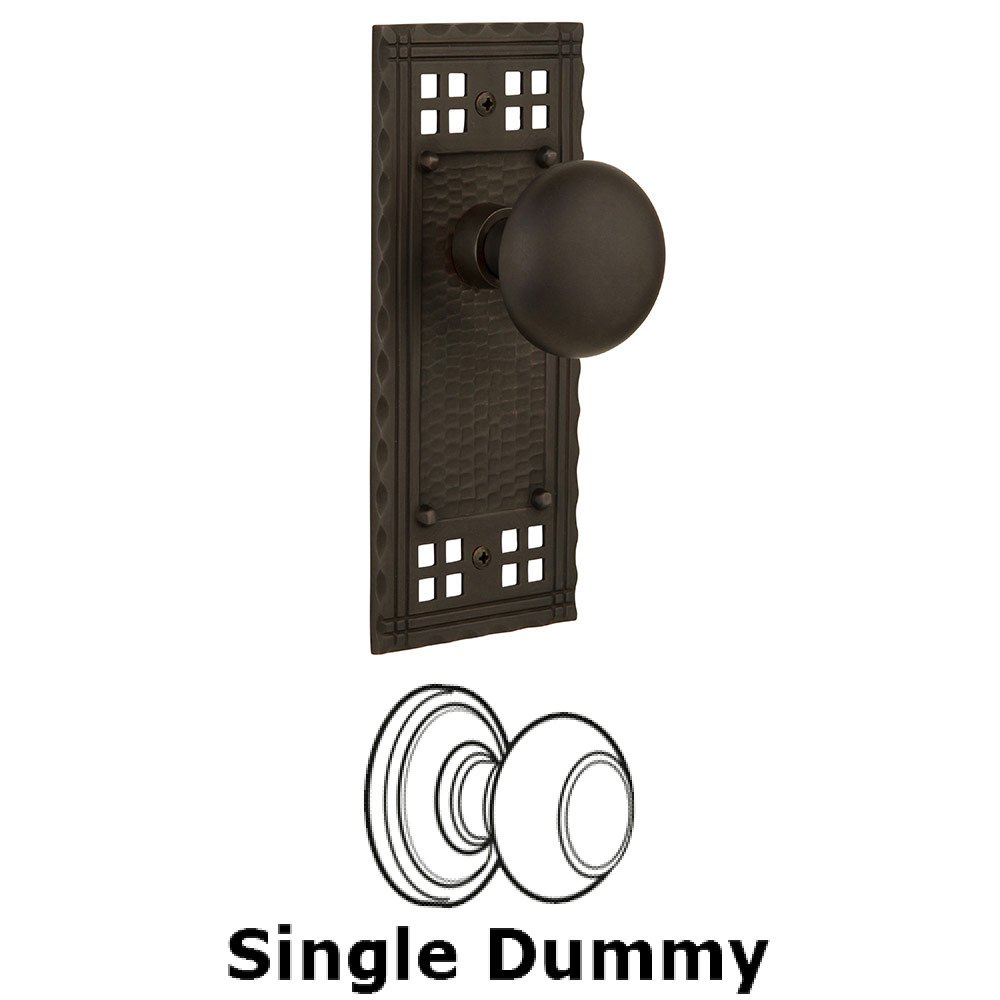 Nostalgic Warehouse Single Dummy Craftsman Plate with New York Knob in Oil Rubbed Bronze