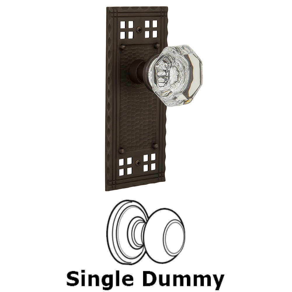 Nostalgic Warehouse Single Dummy Craftsman Plate with Waldorf Knob in Oil Rubbed Bronze