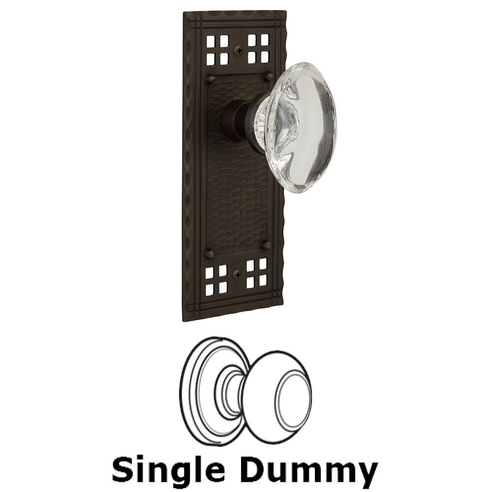 Nostalgic Warehouse Single Dummy Craftsman Plate with Oval Clear Crystal Knob in Oil Rubbed Bronze