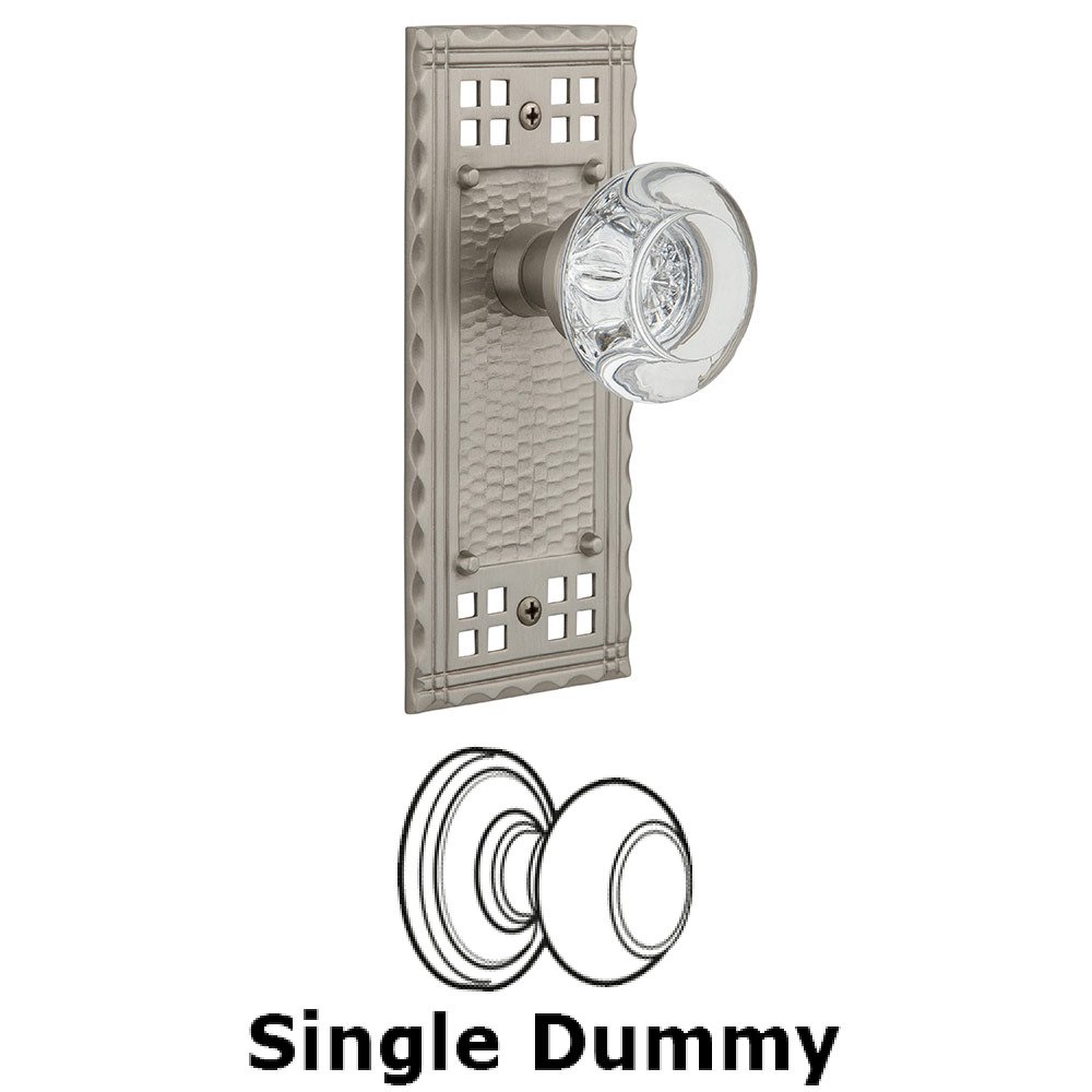 Nostalgic Warehouse Single Dummy Craftsman Plate with Round Clear Crystal Knob in Satin Nickel